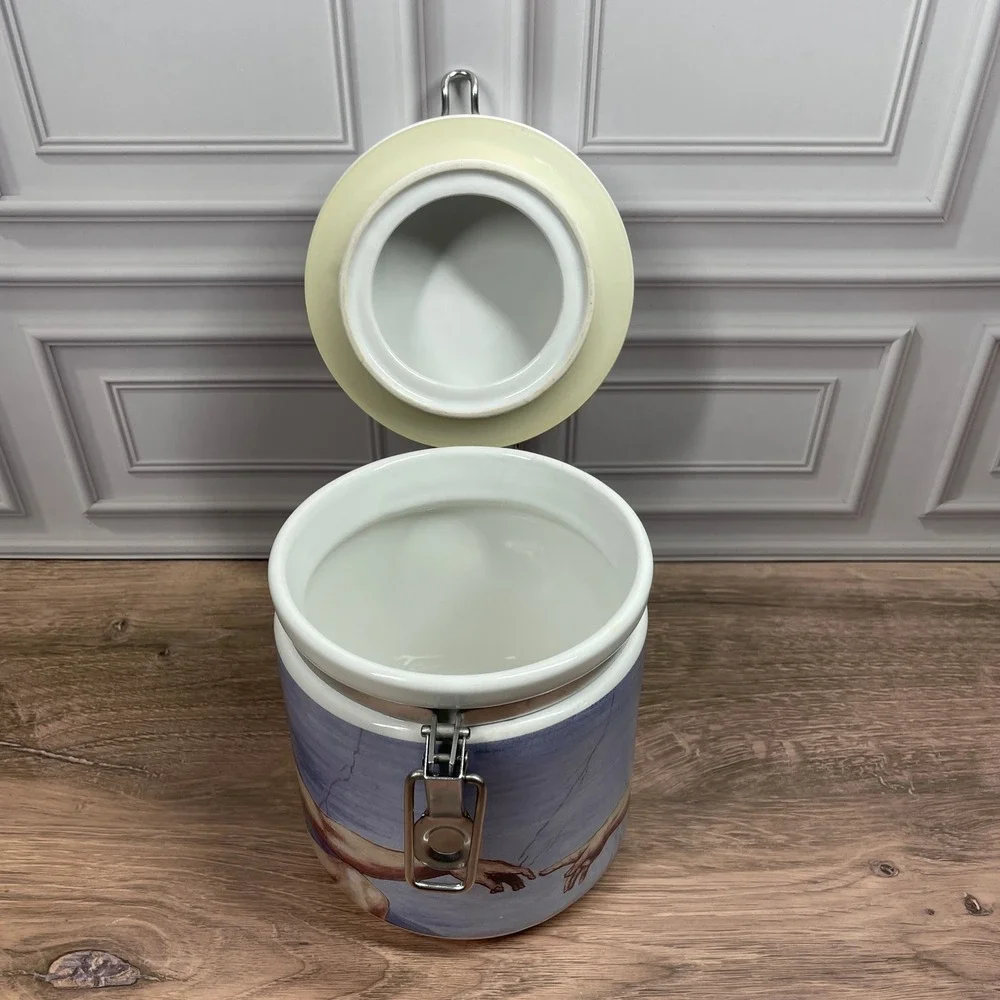 Master Renaissance Zengo Chaleur Ceramic Canister Michelangelo Creation of Adam